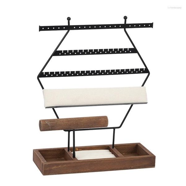 Bolsas de jóias R3MC Jóias Organizador Stand Holder Hexagon Display Rack para Ear Studs Anel