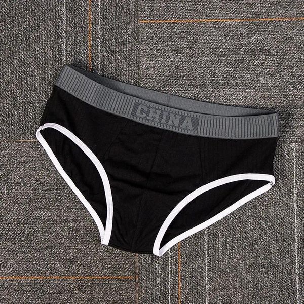 Cuecas de algodão sólido lingerie homens convexos bolsa briefs cintura média respirável juventude elástica macia calcinha confortável