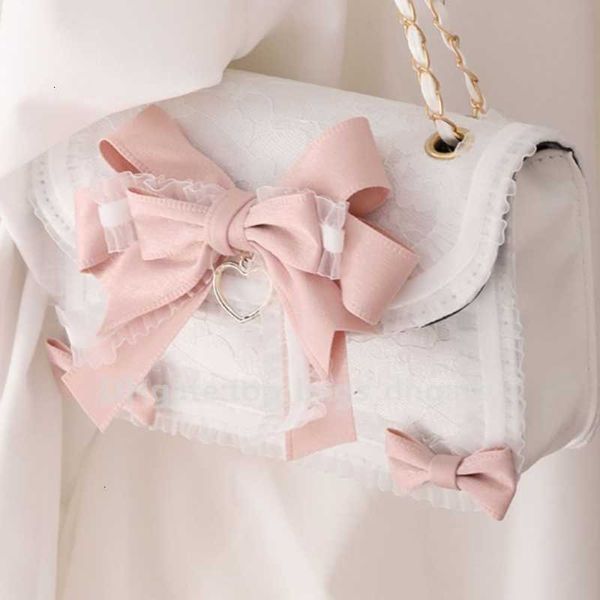 Burse New Girl Trend Bow Pearl 2024 Kawaii ombro mbti bolsa lolita para jk renda japão estilo gentil feminino crossbody crossbody