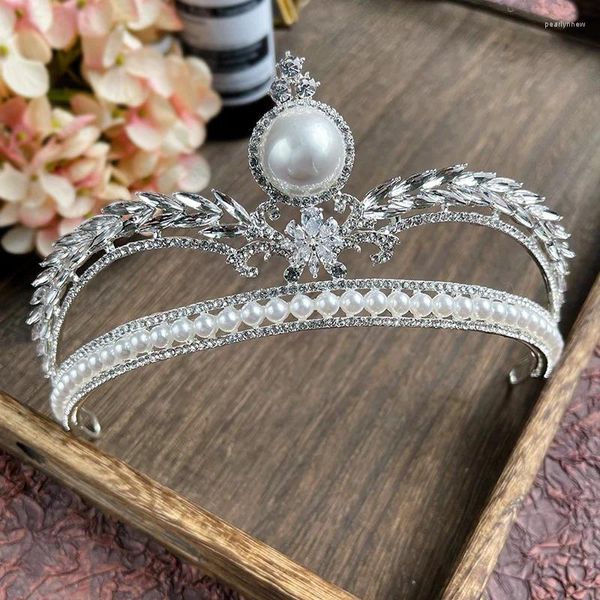 Fermagli per capelli Diademi fatti a mano Corone Fasce per capelli da sposa Grandi perle Prom Sposa Regalo da damigella d'onore Accessori per gioielli per feste di nozze