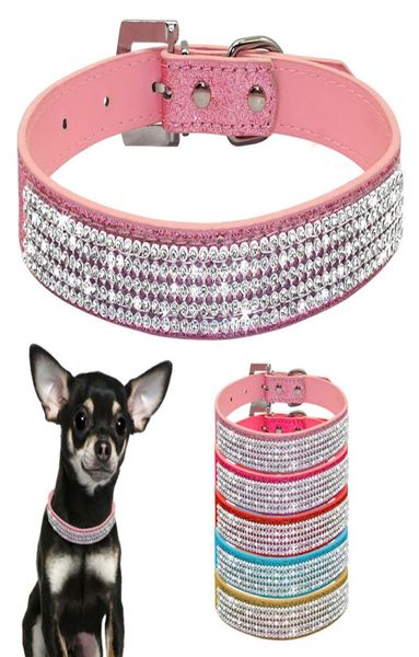 Collier de chien Bling strass Pu cuir cristal diamant chiot chat collier colliers pour animaux de compagnie fournitures pour animaux de compagnie accessoires pour chiens 1077319