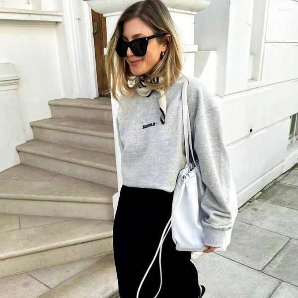 Kadın Hoodies 155786 Moda Klasik Modaya Gizli Lüks Tasarımcı Kadın Erkekler Mektup Logo Baskı Gevşek O Yuvarlak Boyun Sweater Sweatshirt Top J1