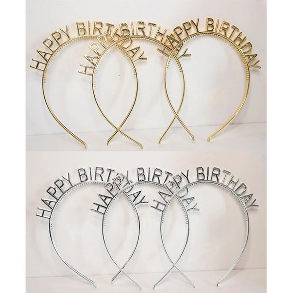 Partyhüte „Happy Birthday“, Stirnbänder, Gold, Silber, Rose, Kunststoff-Haarspangen, Ornamente, Dekoration, Kinderkrone 231023