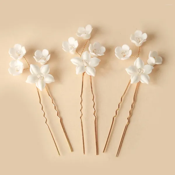 Haarspangen Mode Keramik Blume Braut Pins für Frauen Braut Hochzeit Tiara Kopfschmuck Kopfschmuck Pin Zubehör Schmuck