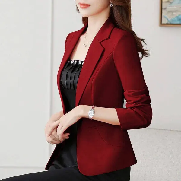 Frauen Anzüge Büroarbeit Anzug Taschen Jacken Mantel 2023 Frühling Herbst Frau Taste Fashion Solid Dünne Jacke Weibliche Blazer