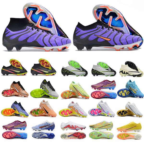 TN Plus Mercurial Superfly 9 Elite FG Tacchetti da calcio per terreni duri Bambini Uomo Mbappe Shadow Nero Chrome Hyper Royal XXV Argento metallizzato Viola Nero Stivali DA CALCIO