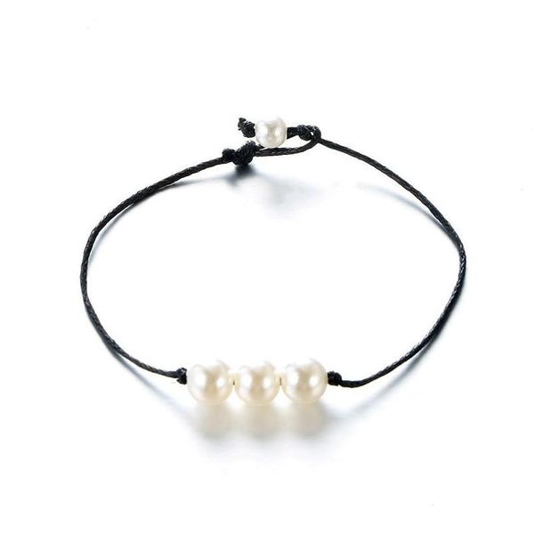 Fußkettchen 2021 Handgemachte Türkis Stein Perle Fußkettchen Perle Wachs Armband Schwarz String Seil Armbänder Für Männer Frauen Sommer Strand Schmuck Dh4Ps