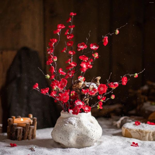 Fleurs décoratives 1/3 pièces 60/70 cm fleurs de prunier branche artificielle fleur de cerisier en soie fleur séchée maison scène de mariage fête bricolage décoration