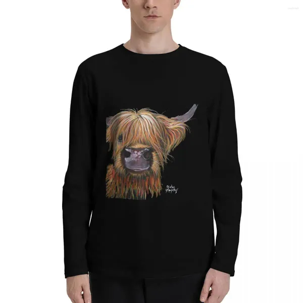 Herren-Poloshirts SCOTTISH HAIRY HIGHLAND COW 'HENRY' von Shirley MacArthur Langarm-T-Shirts Schnelltrocknendes Hemd T Herren
