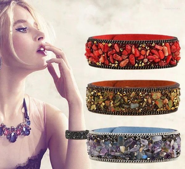 Bracciale 12 pezzi braccialetto boutique in microfibra di velluto coreano cristallo ghiaia multicolore regalo di gioielli da donna modello di moda di Parigi