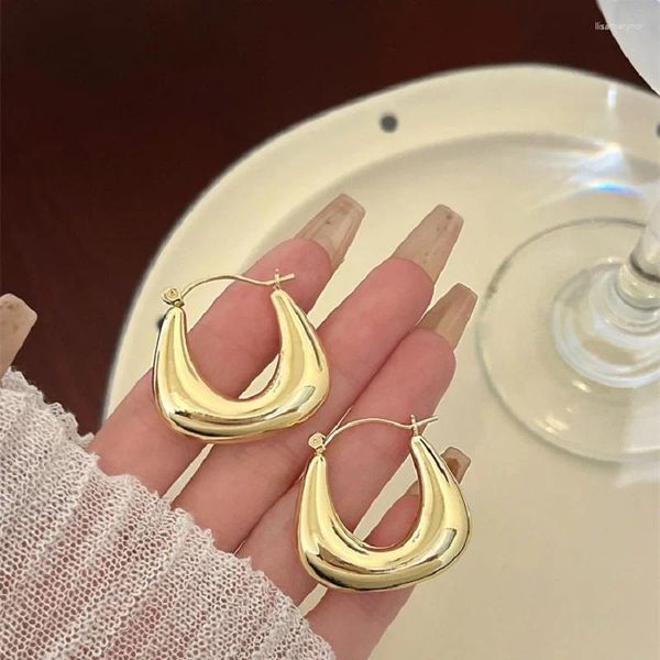 Серьги-кольца в стиле хип-хоп Kpop для женщин и девочек, винтажные металлические кольца из твердой нержавеющей стали, позолоченные, роскошные ювелирные изделия, подарок