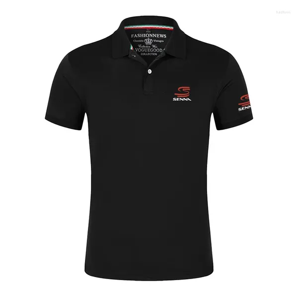 Polos para hombres 2023 Impresión Hombres Ayrton Senna Verano Marca Manga corta Casual Cómodo Algodón Solapa Camisas Moda Slim Tops