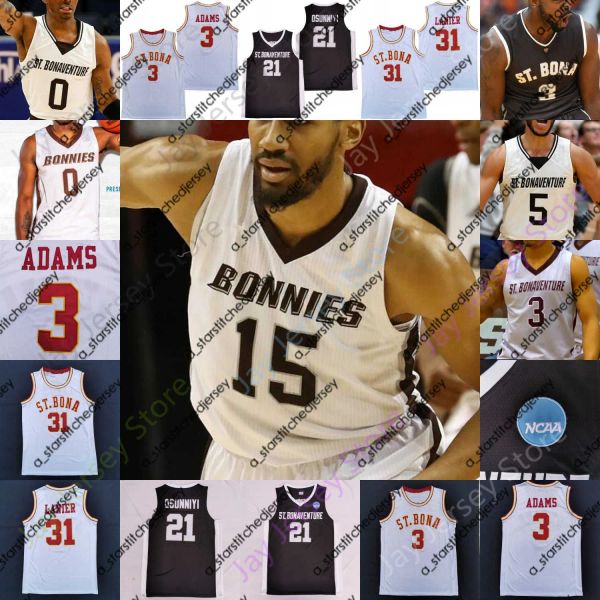 Баскетбольные майки CUSTOM CUSTOM St. Bonaventure Bona Bonnies Баскетбольная майка NCAA College Lanier Quadry Adams Olu Durosinmi Joryam Saizon