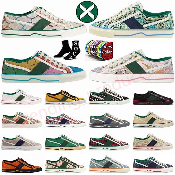 2024 Tennis 1977 Canvas High Top Scarpe casual Luxurys Designer Uomo Scarpe da donna Marca Italia Verde e rosso Web Stripe Suola in gomma Cotone elasticizzato Scarpe da ginnastica con piattaforma bassa