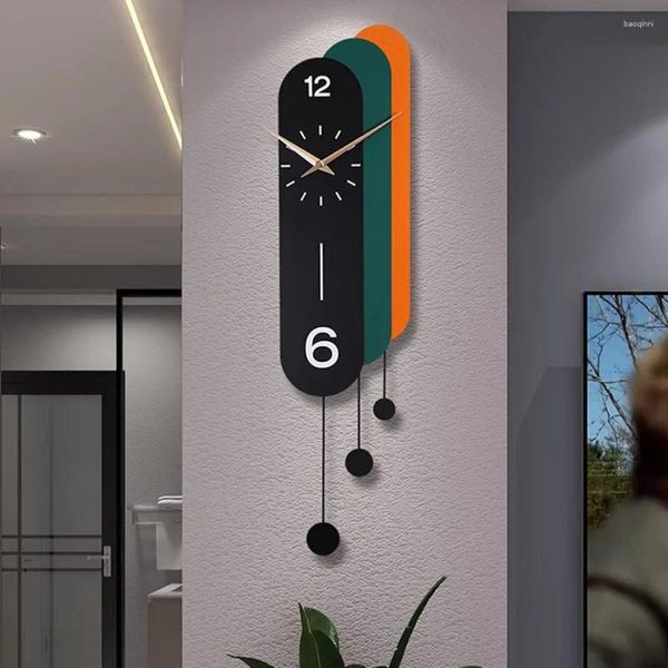 Relógios de parede Art Home Relógio Peças Mão Número de Madeira Único Rodada Sala de estar Decoração Elegante Preto Reloj Pared Decor