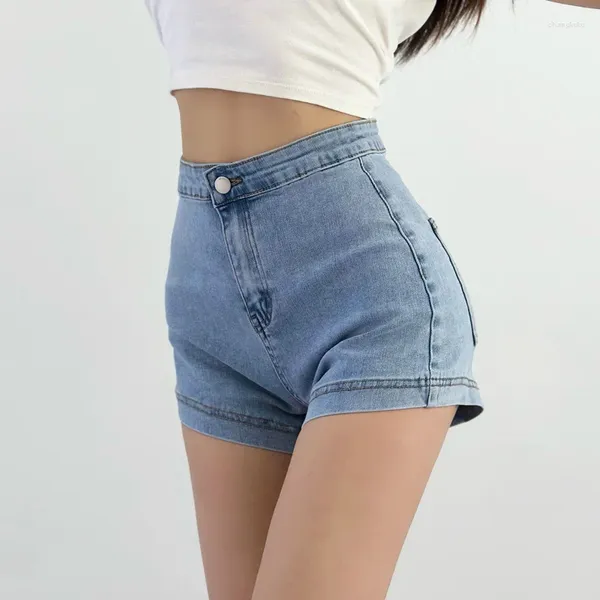 Shorts femininos moda tvvovvin cintura alta versátil denim 2023 verão sexy meninas picantes apertado elástico envoltório hip 1bk9