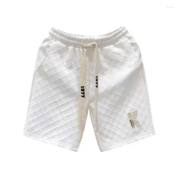 Shorts masculinos xadrez branco verão design sentido high-end nicho calças moda marca casal solto casual grande