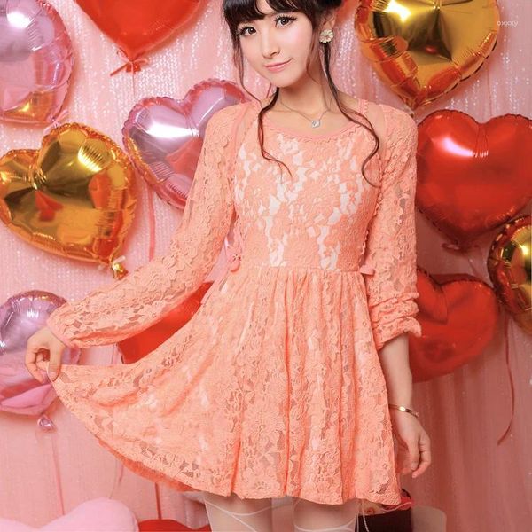 Casual Dresses Sales Japan Liz Lisa Whole Lace Mesh Sexy Hollow Bandage Mini