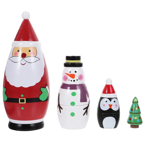Poppen Het Cadeau Nesting Dolls Kinderen Stapelbaar Knutseldier Russisch Hout Dieren Ornamenten Stapelen Kerstmis 231023