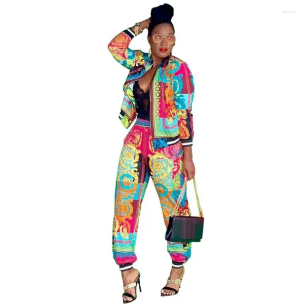 Calças femininas de duas peças Tracksuit Mulheres Tie Dye Impressão Zipper Jacket e Long Set Jogger Terno Outfits Casual Sportswear Ropa de Mujer