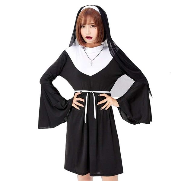 Costume di Halloween Donna Designer Costume Cosplay Suore di Halloween Nuovo Coro per adulti Suore nere Abito Cosplay Abito da festa Abito da gioco