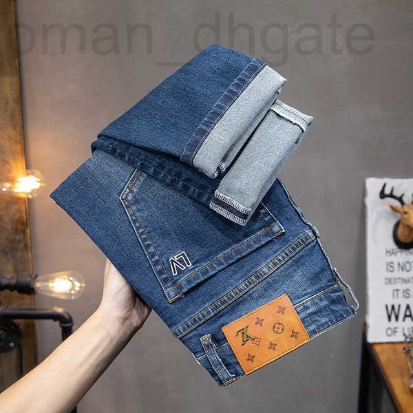 Jeans masculinos designer novos jeans calças chino calças calças BBicon estiramento outono inverno calças de brim de algodão calças lavadas em linha reta negócios casuais Q9563-9 S46V