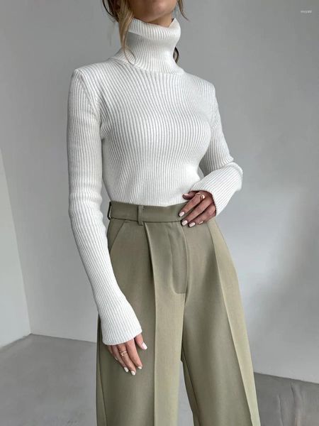 Suéter feminino outono gola alta suéter de malha pulôveres macios cashmere jumpers básicos para 2023 outono inverno plus size