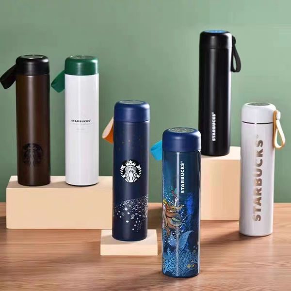 Designer copo isolado grande capacidade de aço inoxidável xícara de café sereia céu estrelado padrão circular copo portátil presente aniversário