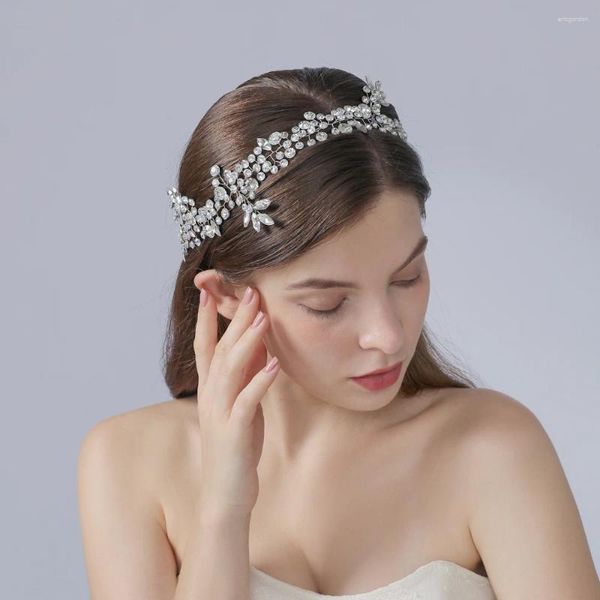 Saç klipsleri yaprak tarak bant düğün gümüş renk headdress gelini tiaras alaşım çiçek gelin başlıkları dekorasyon başlıkları için başlıklar