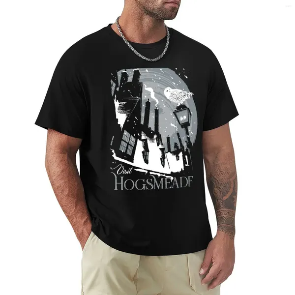 Polos masculinos visitam hogsmeade (cinza) camiseta kawaii roupas curtas tops camisas de suor designer camiseta masculina