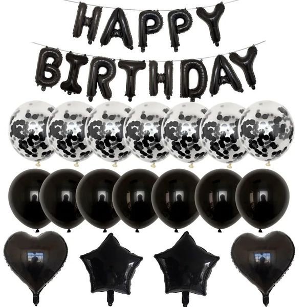 Decorazioni natalizie CONFEZIONE DA 31 PZ Set di palloncini in lattice nero per feste con scarti di carta colorata Lettera per bambini Buon compleanno 231023