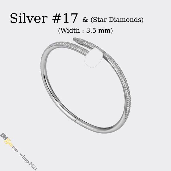 Pulseira de unhas pulseira designer de jóias de diamante para mulheres pulseira de designer pulseira de aço de titânio banhado a ouro nunca desbotando pulseiras de ouro não alérgicas St N5QS