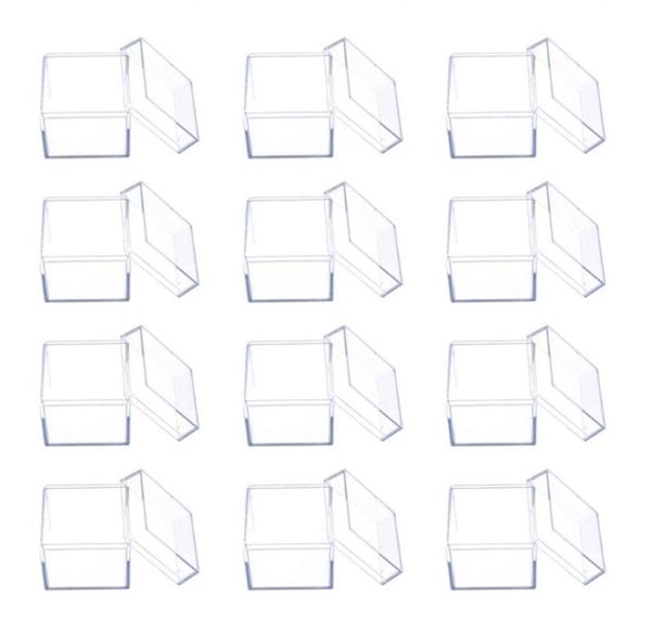 Envoltório de presente 12 pcs Clear Acrílico Cubo Quadrado Caixa de Doces Caixas de Tratamento Recipientes para Festa de Casamento Favores Favores Embalagem CaseGift2530240