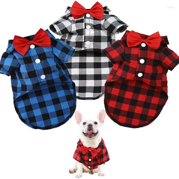 Vestuário para cães roupas para animais de estimação camisa xadrez terno gravata vestido primavera verão filhote de cachorro casaco teddy bear pomeranian colete pequeno-médio gato traje