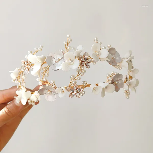 Haarspangen, handgefertigt, Keramik, Blumen-Tiara und Krone, Brautband, Hochzeit, Strass-Accessoires, Kopfschmuck, Schmuck für Frauen