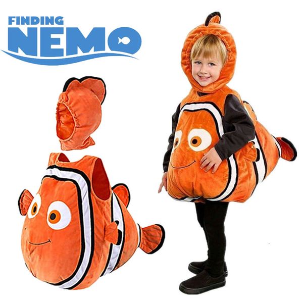 Cosplay encontrando crianças bebê anime palhaço nemo marlin com capuz fantasias infantis roupas de festa de halloween para crianças