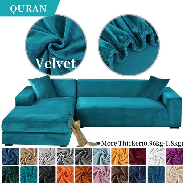 Coprisedie Divano in velluto elastico Copriangolo blu turchese Chaise Lounge Antigraffio di gatto per soggiorno 231023