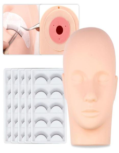 Cílios postiços extensão de cílios manequim cabeça prática conjunto de treinamento para iniciantes silicone praticando chicote suprimentosfalse7734958