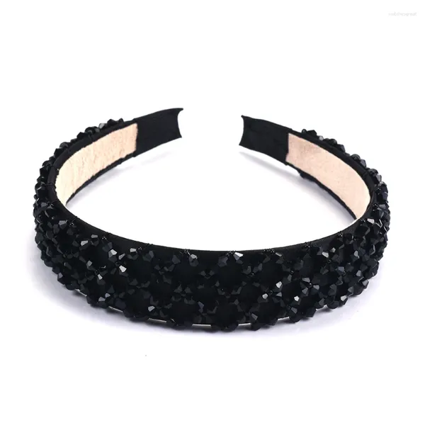 Grampos de cabelo preto strass largo hairband declaração artesanal bandas cristal pérola hoop bandana acessórios de jóias de casamento