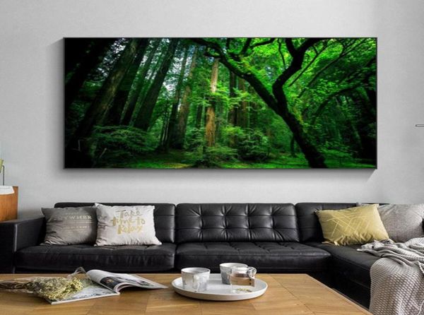 Moderno floresta verde árvore natureza paisagem cartazes e impressões pintura em tela parede arte imagem para sala de estar quadros casa decor8679560