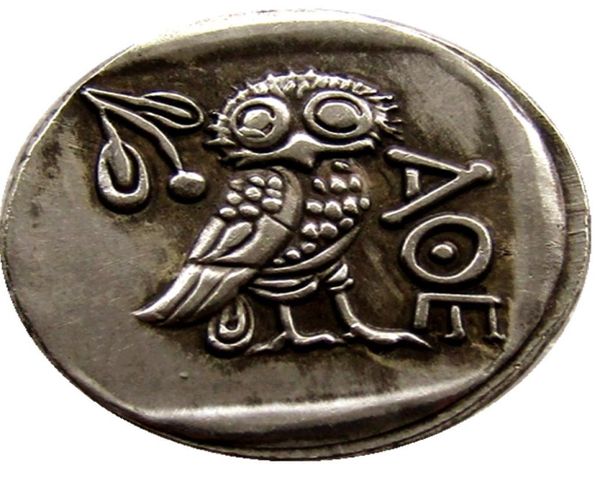 G02 seltene antike Münze Antike Athen griechische Silber Drachme Atena Griechenland Eule Drac Messing Handwerk Ornamente Replik Münzen6581114