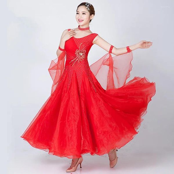 Palco desgaste feminino moderno dança competição trajes vestido de baile uniformes de desempenho de alta qualidade valsa tango rumba saia mq254