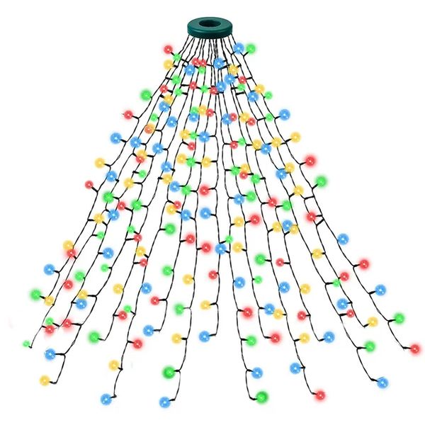 Luci natalizie per albero di Natale con anello 400 LED Spina UE / USA Vacanza Fata Cascata Ghirlanda di luci per matrimonio Capodanno Festa a casa