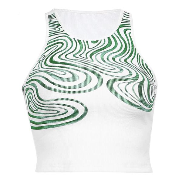 Camisoles Tanks Mulheres sem mangas Cultura listrada ondulada Top Top Sexy Racerback Cami Vest Y1AC 231023