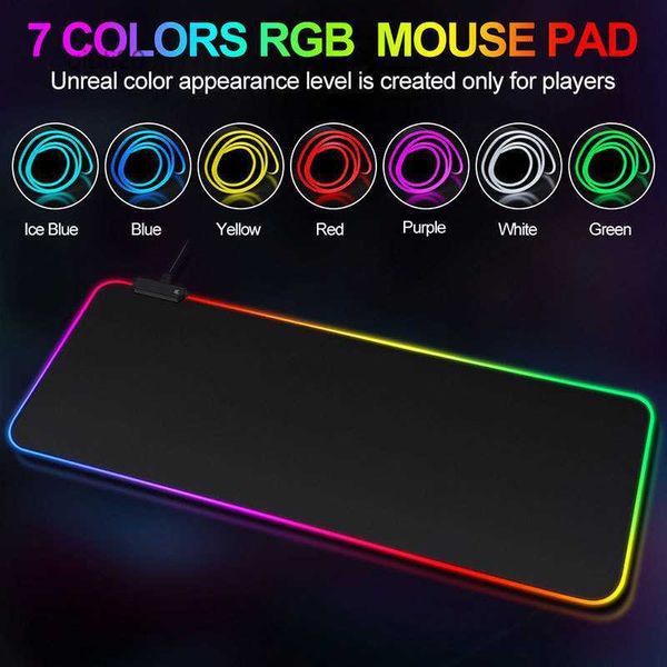 Mouse Pads Bilek RGB Oyun Mouse Pad Bilgisayar Oyuncu Mousepad Hafif Kauçuk Slip Slip Mat Big Pads PC Dizüstü Klavye Masası Carpetl240105