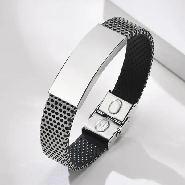 Charme Armbänder Verkauf Mode Männer Persönlichkeit Schmuck Silber Farbe Schwarz Edelstahl Gebogene Marke Mesh-Armband Armband Schmuck