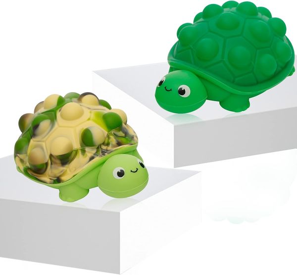 Pop Fidget Toys 3D Silikon Schildkröte Push Bubbles Sensorisches Spielzeug Stress Ball Angst Stressabbau Spiel für Autismus Früherziehung Geschenk