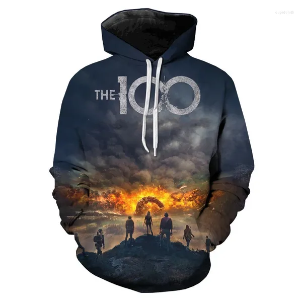 Moletom com capuz masculino programa de TV The 100 Season 7 Moletons com capuz e moletom casual feminino com capuz oversized filmes de manga comprida pulôver legal