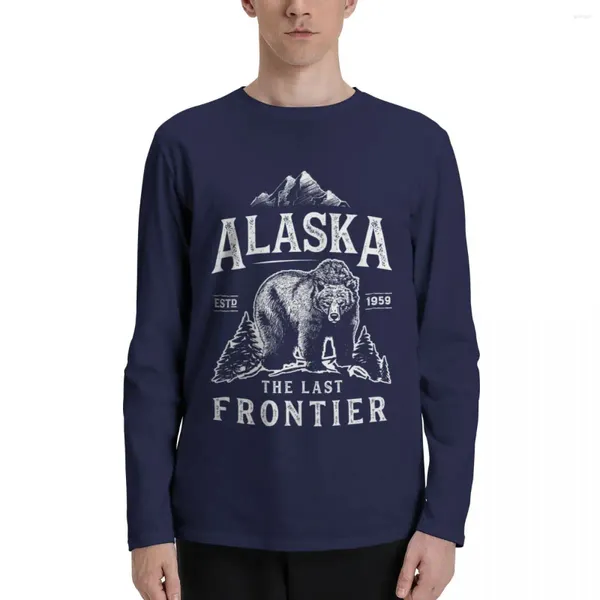 Herren Polos Alaska The Last Frontier Bear Home T-Shirt Männer Frauen Vintage Geschenke Nationalpark Langarm-T-Shirts