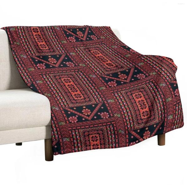 Cobertores Três Flores Bordado Palestino Lance Cobertor Peludo Sofás Luxo